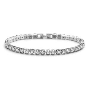 Silver 3-4mm Full Drill Fine Tennis Bridal Eternity Bracelet